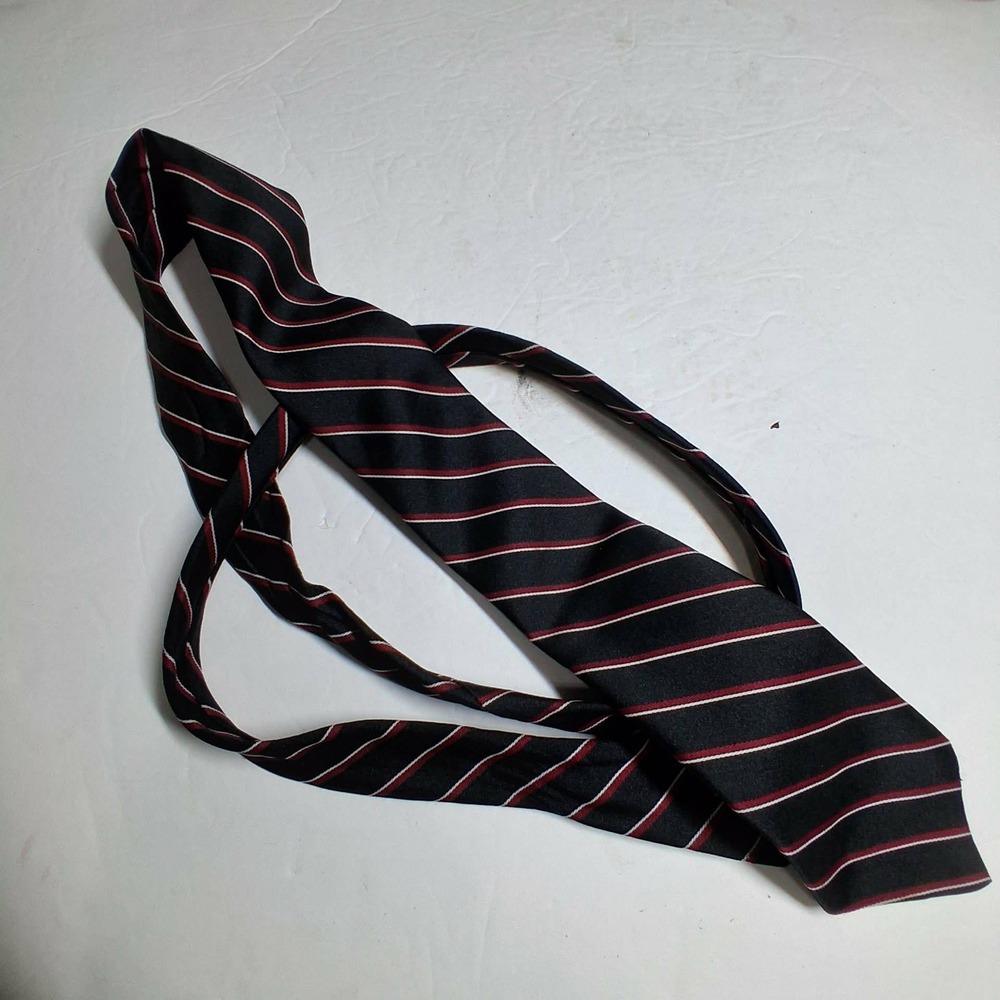 Vintage Michel Robichaud Montreal‎ Necktie Mens Black Red White Stripe  Classic